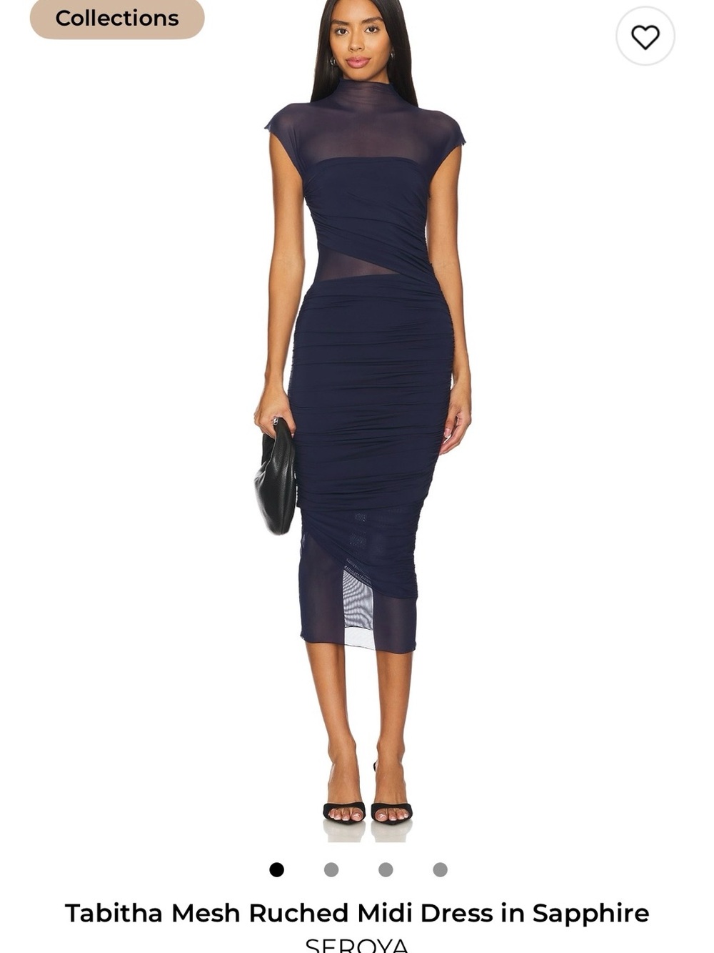 Seroya Tabitha Mesh Ruched Midi Dress